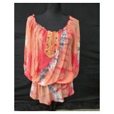 Sz Med Hale Bob Boho Tunic Blouse Featuring a