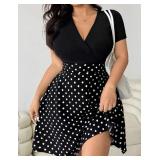 NWOT Sz 14 XL Solflare Polka Dot Patchwork Dress