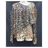 Sz 8 Robert Rodriguez Silk Leopard Print Blouse