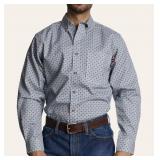 Sz L FORGE MEN'S GRAY & BLUE GEO PRINT FR LONG