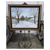 51' Wrought Iron Chain Easel & 29'ï¿½23' Framed O
