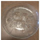 12.5' Glass Rose Pattern Serving Plate