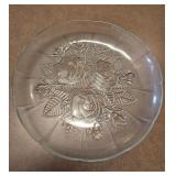 12.5' Glass Rose Pattern Serving Platter
