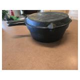 Vtg 9' Cast Iron 3.5' Deep Skillet w/Lid that c