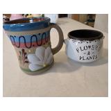 5.5' Ceramic Mug Planter & Small Ceramic Bucket