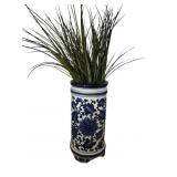 11' Chinoiserie Style Vase w/Faux Grass