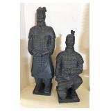 (2) Terra Cotta Style Warrior Statues 14'&11'