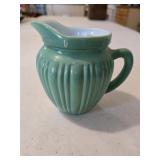 1940's Hazel Atlas Green Ribbed Creamer Jar,