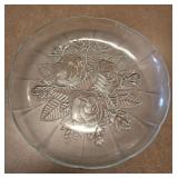 12.5' Glass Rose Pattern Serving Plate