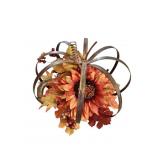 11' Metal Pumpkin with Flowers