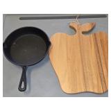 Apple Cutting Board & 8' Cast Iron Skillet