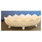 Fenton Hobnail Milk Glass Pickle Dish 8'