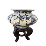 Chinese Blue and White Porcelain Fishbowl Planter
