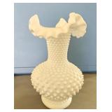 11' Fenton Hobnail Milk Glass Vase