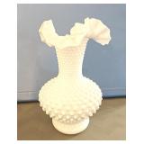11' Fenton Hobnail Milk Glass Vase