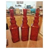 (3) Red Glass Jars