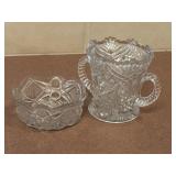 Vintage Clear Pressed Glass Prescut Two Handled