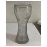 Lead Crystal Cut Glass Floral Design Corset Vase,