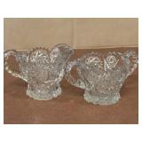 Vintage Pressed Glass Open Sugar Bowl & Creamer
