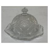 EAPG Indiana Glass Rayed Flower Covered Butter