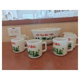 VTG Hazel Atlas Milk Glass Eggnog Mug & Bowl Set
