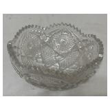 Cut Glass Bowl 3.75 in H x 8in W x  3in deep