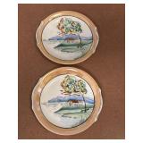 (2) Japanese lusterware decorative plate features