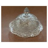 Domed Cut Clear Glass Covered Cheese butter