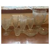Jeanette Glass Iris & Herringbone Set includes