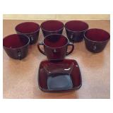 (7) VTG Anchor Hocking Royal Ruby Red Kitchen