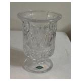 1970s Shannon Clear Lead Crystal Hurricane Vase