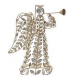 12' Gold Pearl Rhinestone Angel With Trumpet