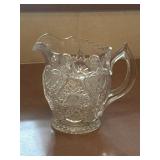 EAPG Crystal Horseshoe Medallion/Heart Pitcher.