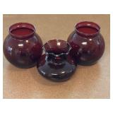 (3) Vintage Anchor Hocking Royal Ruby IvyBall