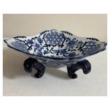 13.5' Footed Japanese Cobalt Blue Gold Gilt Hand