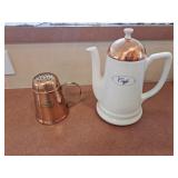 Ceramic Teapot & Brass Cheese Shaker