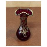 Cambridge Rude Red Silver Overlay 7' Vase