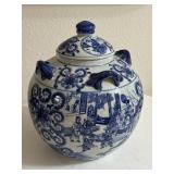 9ï¿½ Blue White Porcelain Ginger Jar Crackle Glaze