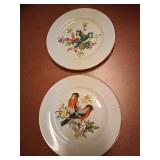 (2) JKW West Germany Gold Rim Bird Plates