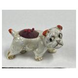 Ceramic Lusterware Bulldog Pin Cushion Figurine