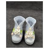 (2) Miniature Light Blue Porcelain Boot