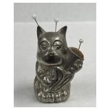 Pewter Dog Pin Cushion Figurine 2.5ï¿½ Tall
