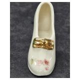 Miniature Glazed Porcelain Shoe Figurine, likely