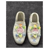 (2) Miniature Porcelain Shoe Figurines made in