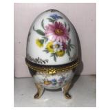 NIB Vintage Porcelain Egg figurine Hinged Trinket