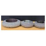 (3) Metallic Bowls featuring a Textured Surface