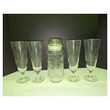 Glass Cannister & (4) Pilsner Glasses