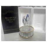 Vintage Glass Penguins Revolving Musical Box