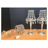 (2) Tea Light Holders & Carriage Electric Lamp