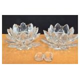 (2) Lotus Flower Glass Candle Holder